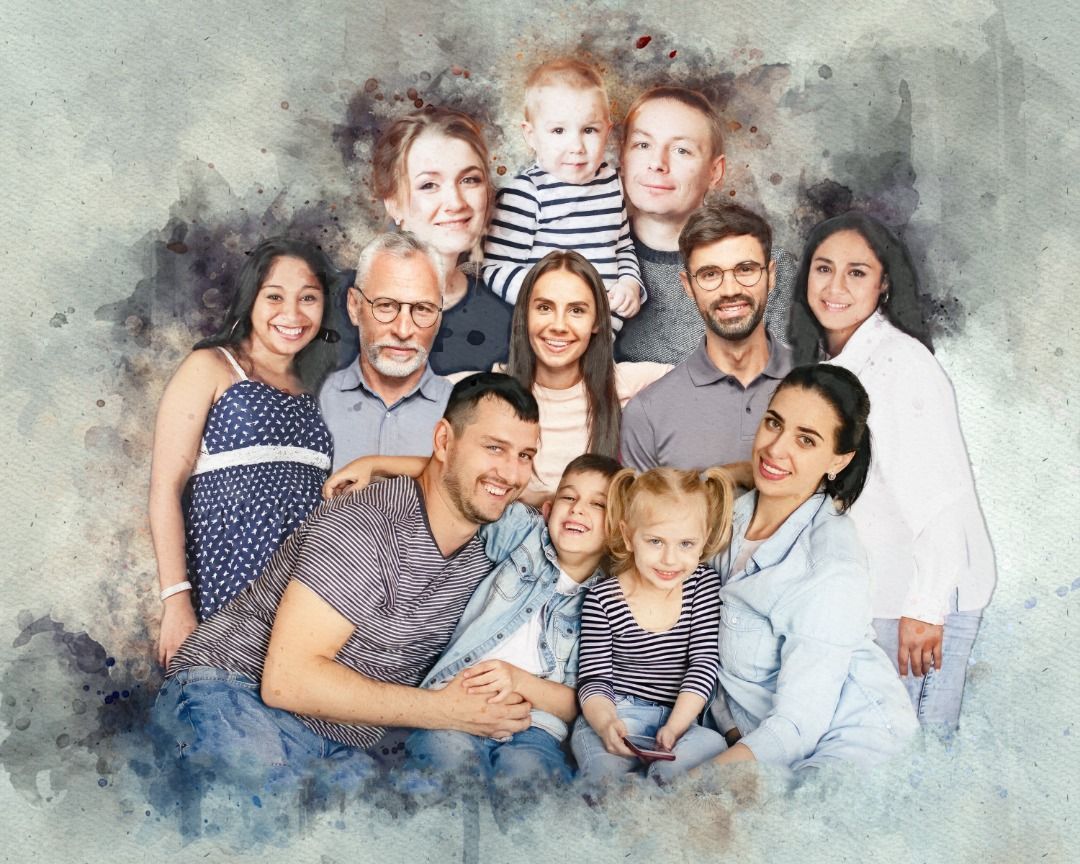 Custom Oil Painting Portrait - Family Photo to Art | Unique Gift for Parents | Wall Art & Home Décor
