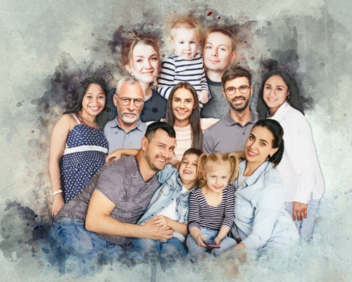 Custom Oil Painting Portrait - Family Photo to Art | Unique Gift for Parents | Wall Art & Home Décor