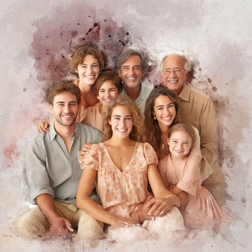 Custom Oil Painting Portrait - Family Photo to Art | Unique Gift for Parents | Wall Art & Home Décor