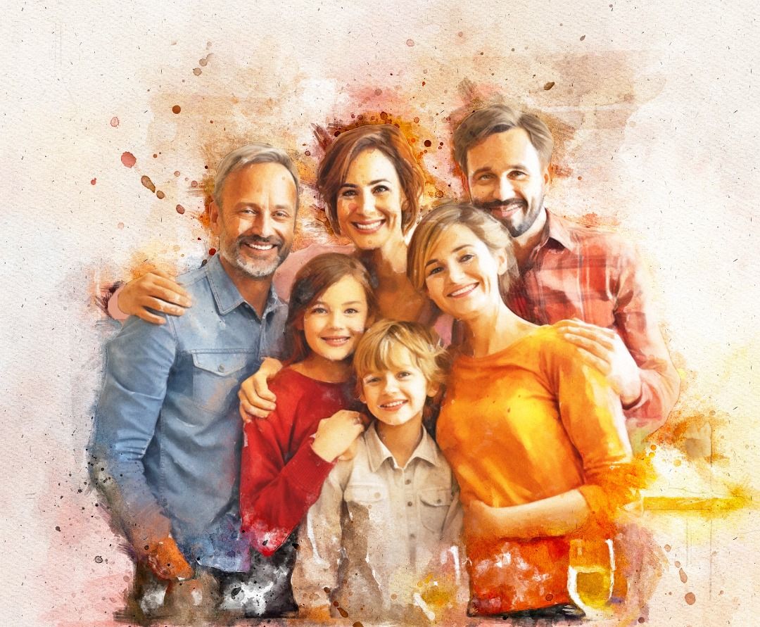 Custom Oil Painting Portrait - Family Photo to Art | Unique Gift for Parents | Wall Art & Home Décor