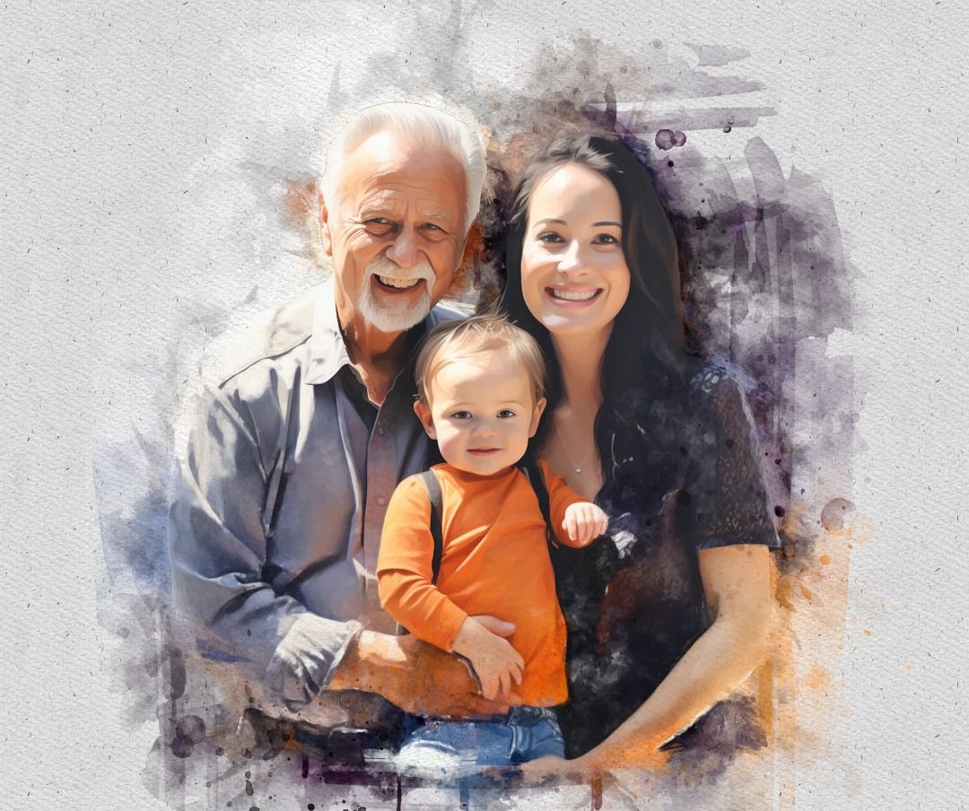 Custom Oil Painting Portrait - Family Photo to Art | Unique Gift for Parents | Wall Art & Home Décor